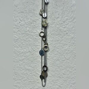 Vintage Long Silver-tone Chain Necklace with Charms